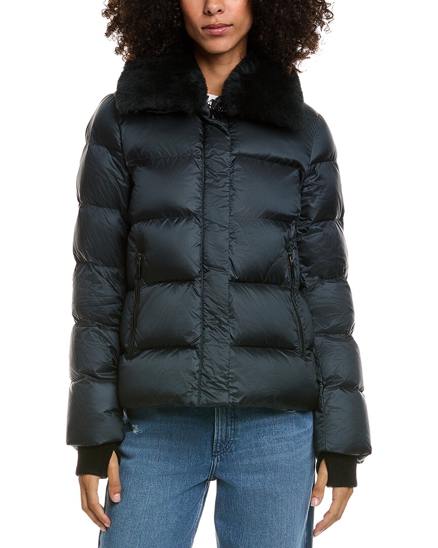 Dawn Levy Vera Down Fur Trim Jacket In Blue