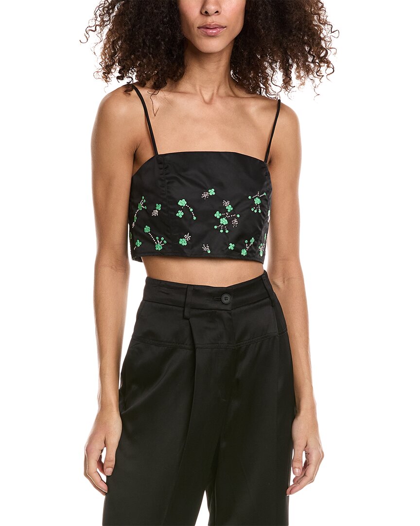 Ganni Embellished Crop Camisole In Black