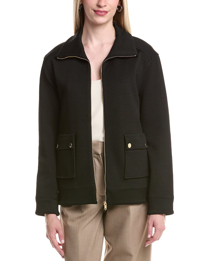 St John St. John Pique Jersey Zip Sport Jacket In Black