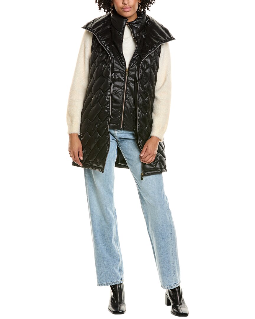 Via Spiga Quilted Puffer Vest With Bib In Black