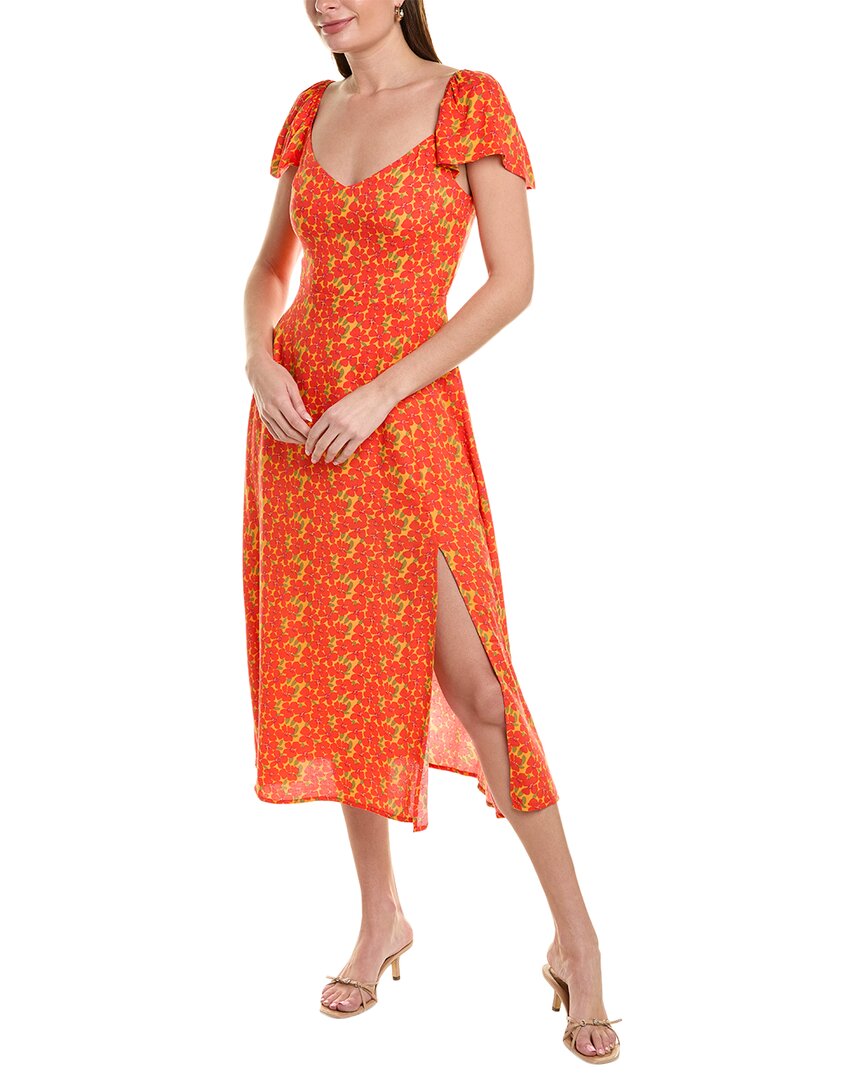 Shop Dress Forum Favor Flutter Midi Dress In Orange