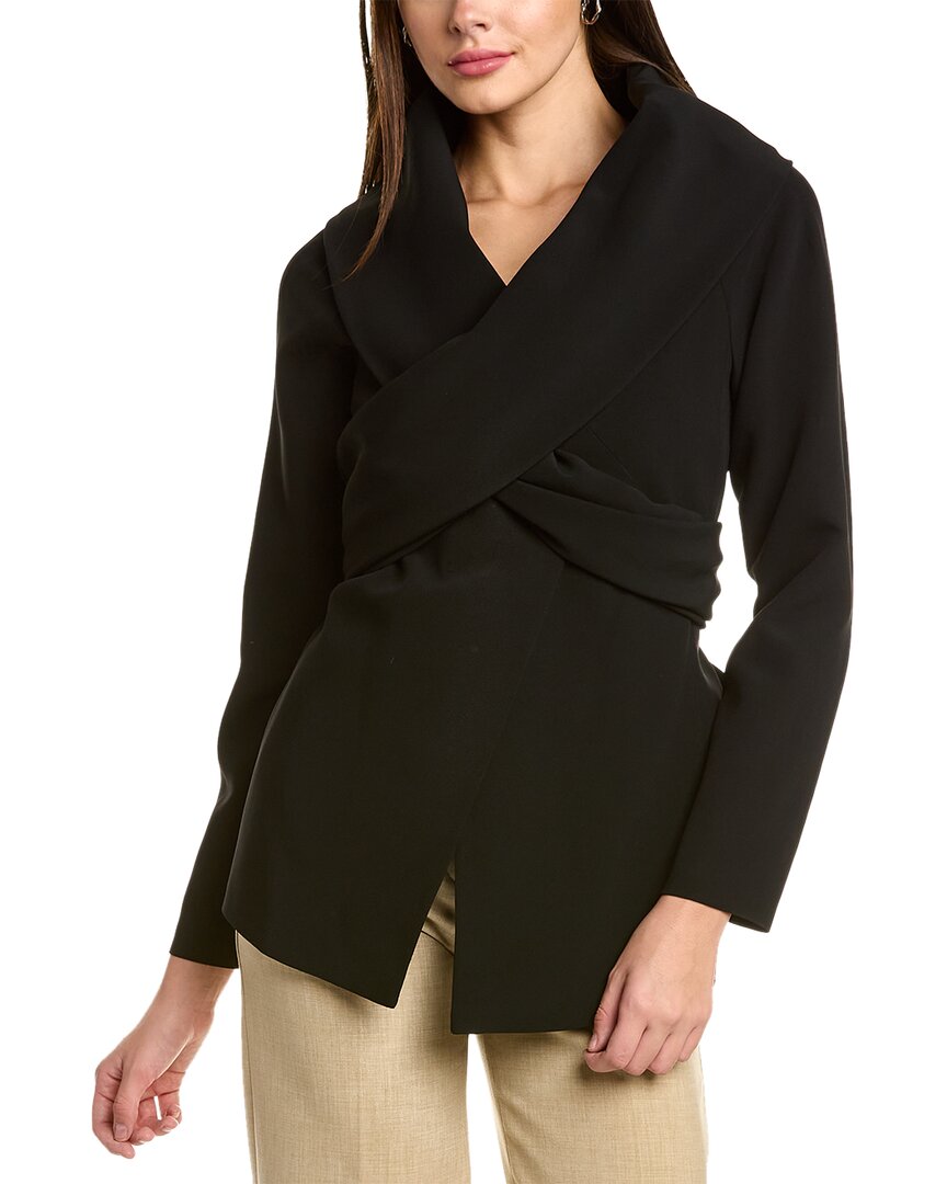 Shop Lafayette 148 New York Portrait Collar Wrap Jacket In Black