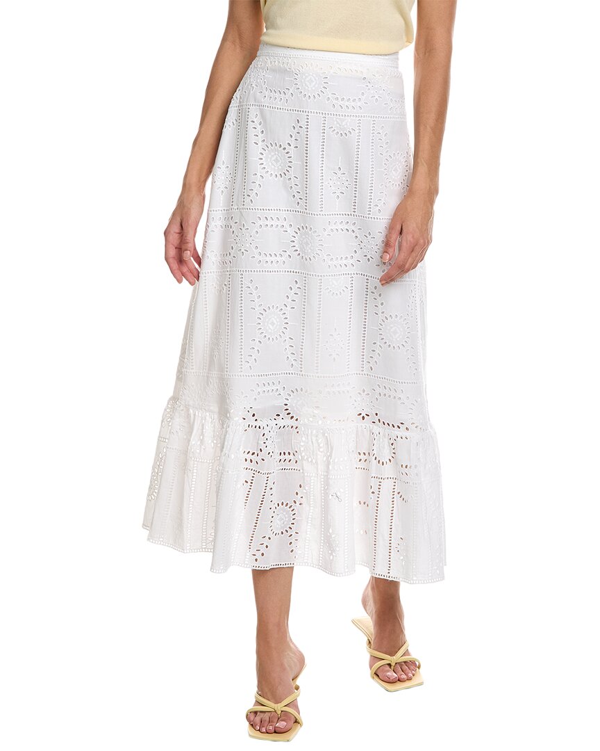 Shop The Kooples Midi Skirt In White