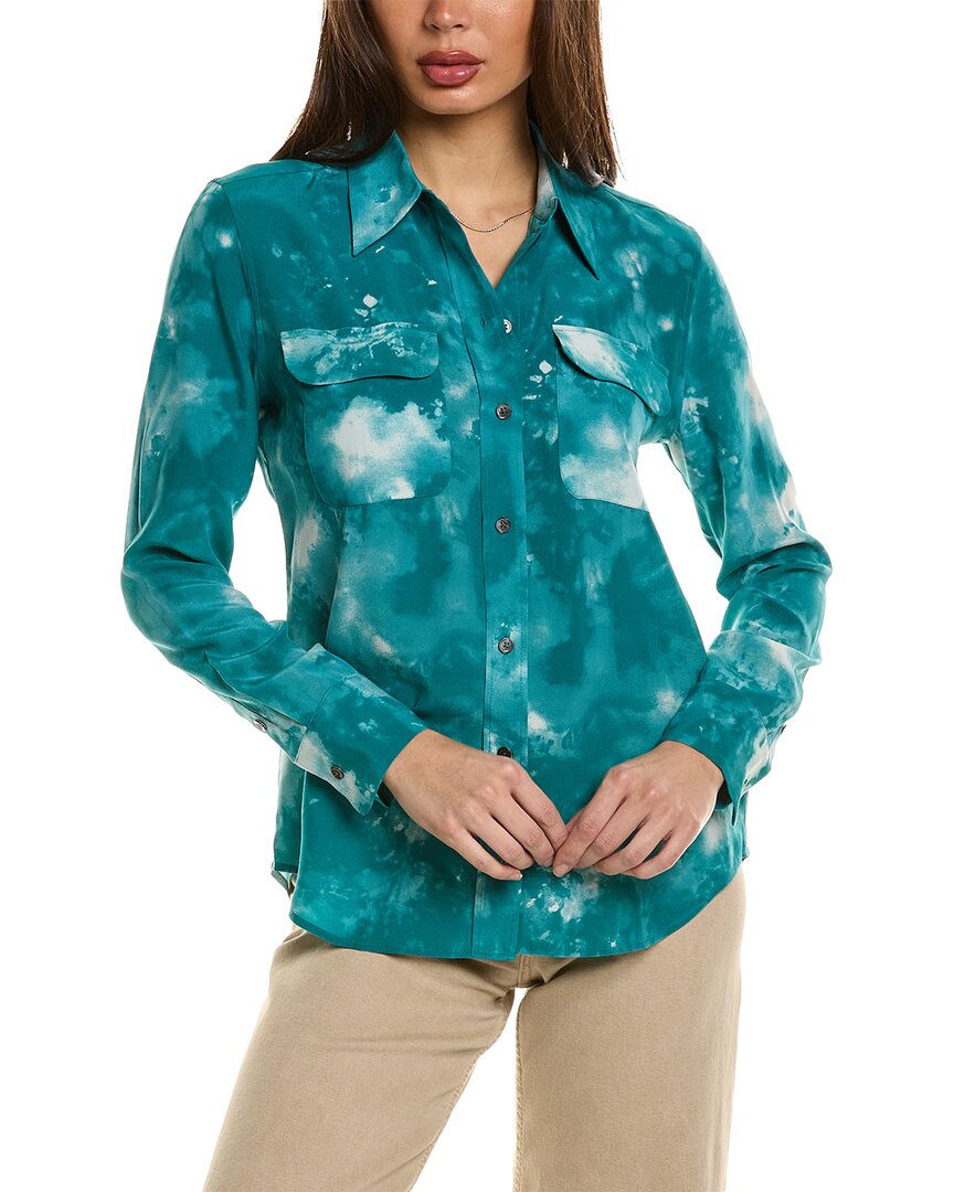 Shop Equipment Slim Silk Signature Shirt In Blue
