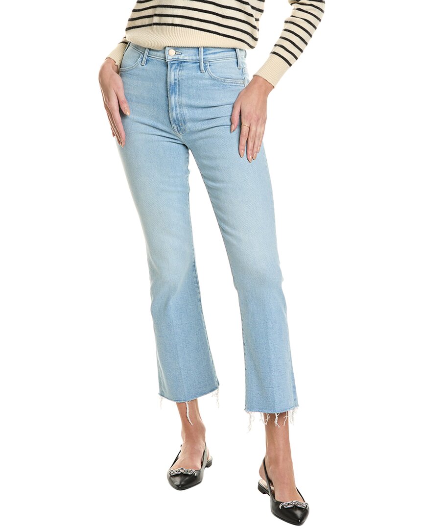 Mother The Insider High Waist Fray Hem Crop Bootcut Jeans In Blue