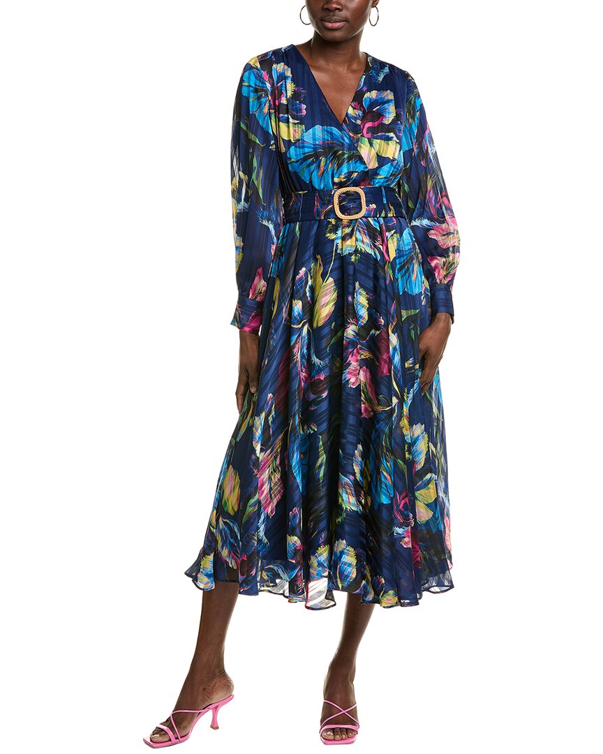 Elie Tahari Milena Midi Dress In Blue