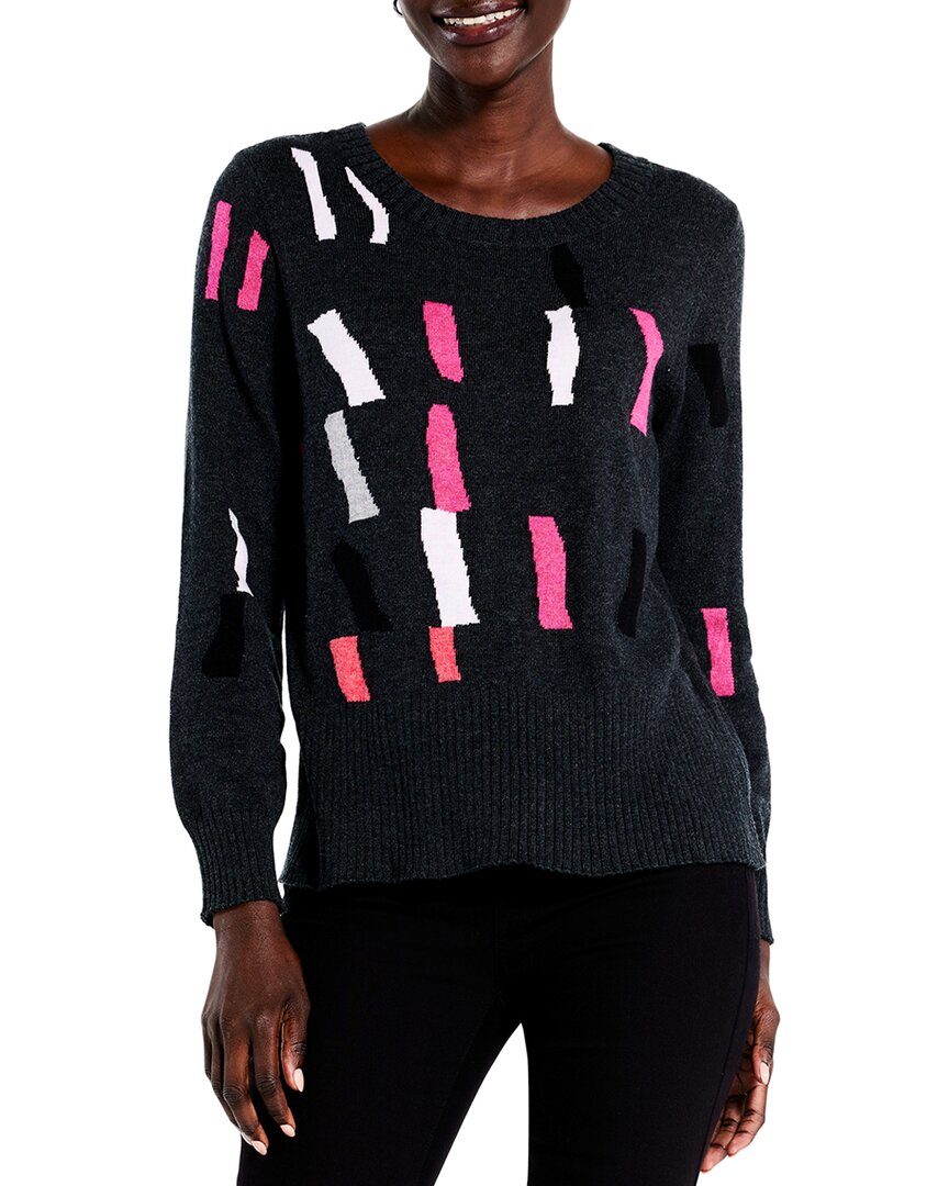 Nic + Zoe Falling Stripes Cotton Blend Sweater In Pink