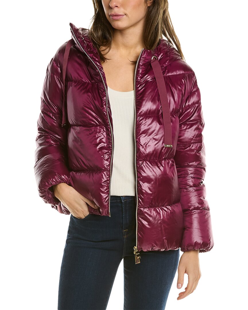 Herno Quilted Short Hooded Puffer Jacket In Red