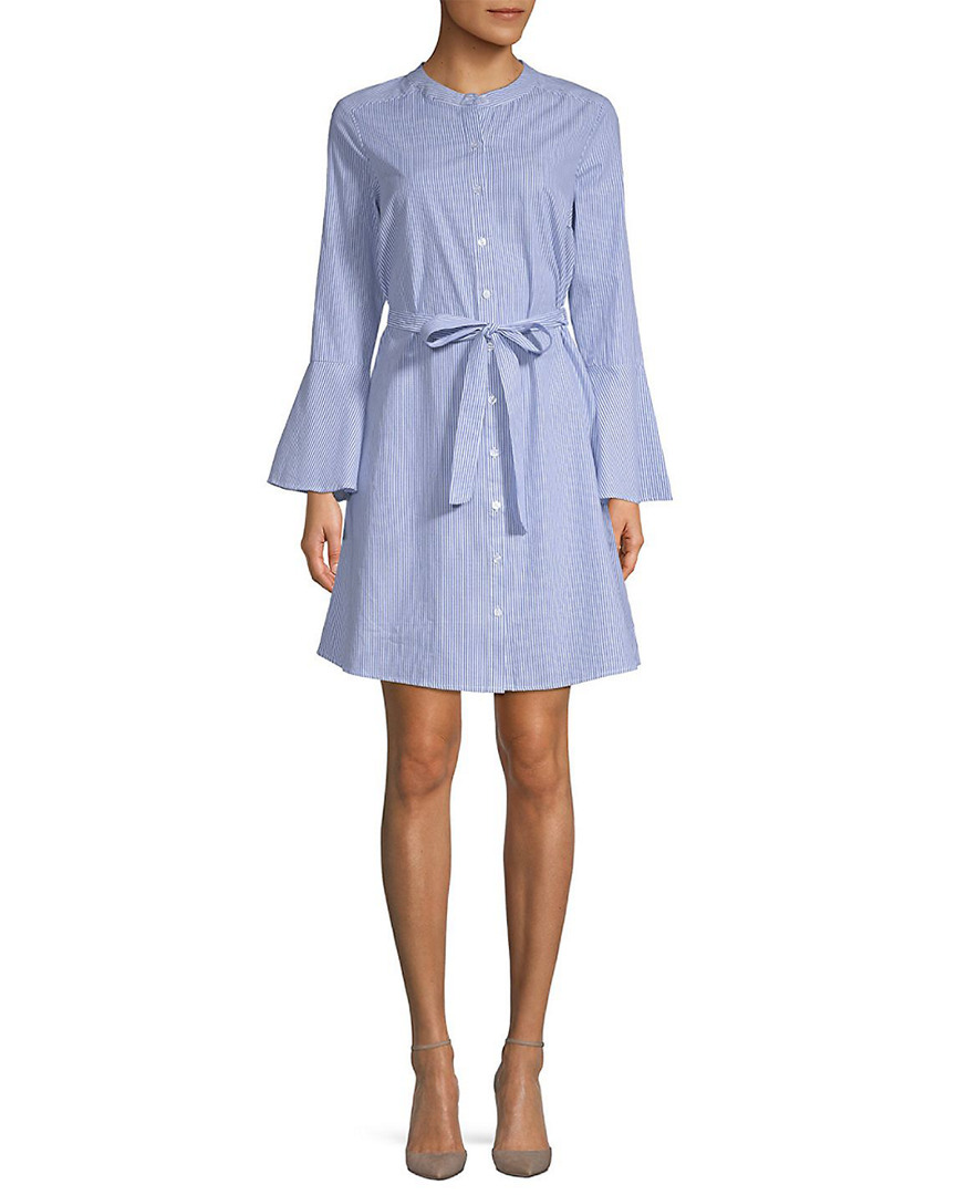 Image of Design  Stripe Bell-Sleeve Tie Dress