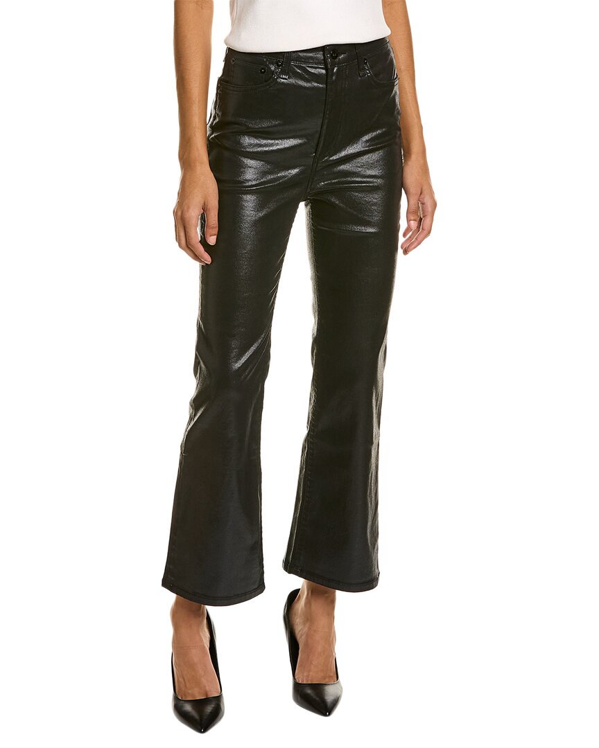Rag & Bone Casey Coated High-rise Ankle Flare Jean In Black