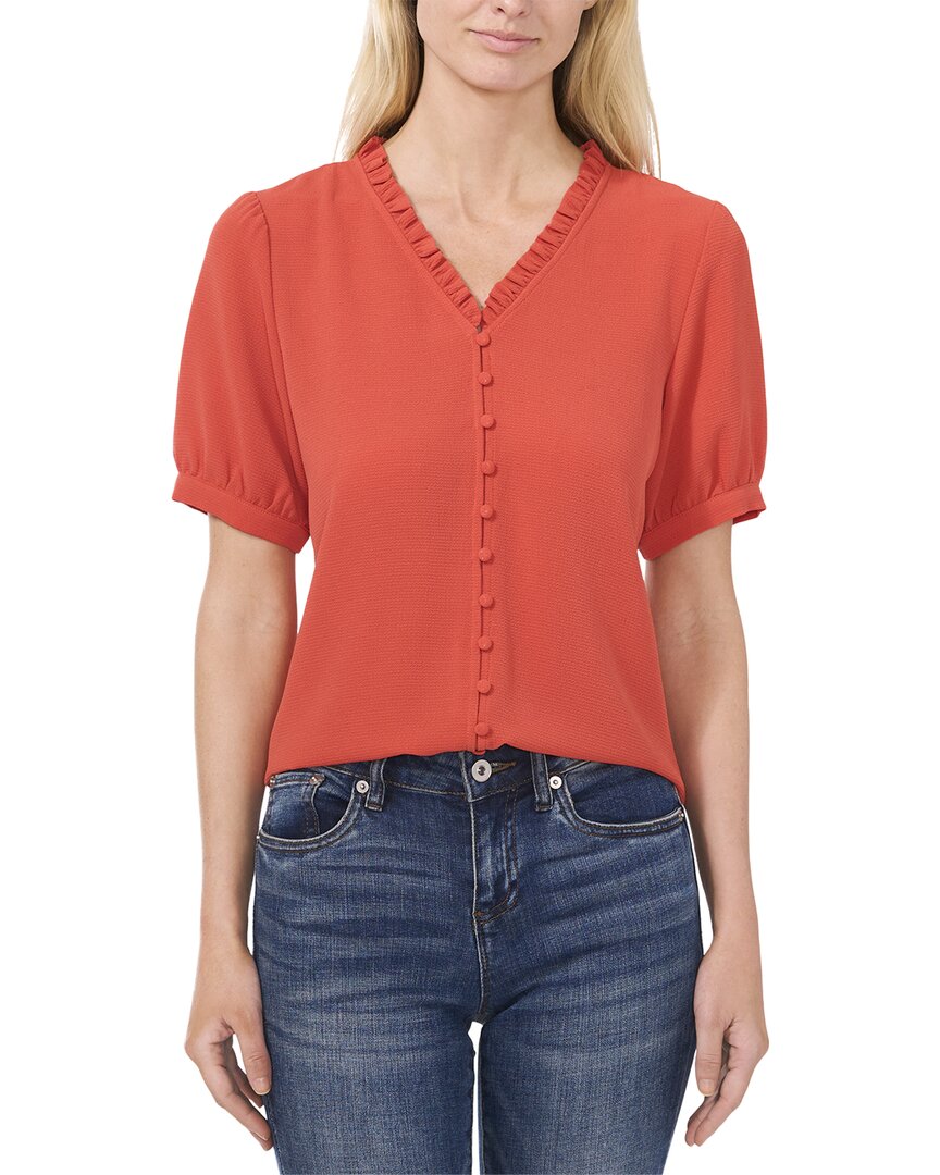 Cece Frill V-neck Button-up Blouse