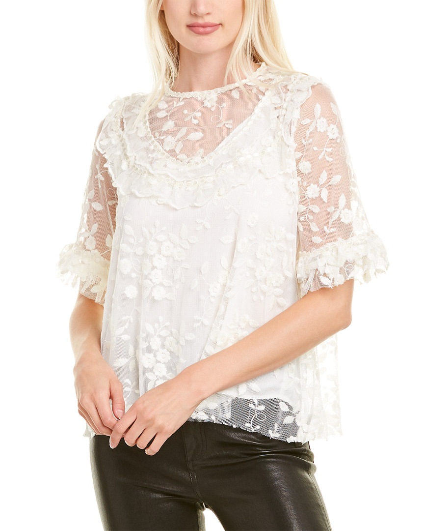 Image of The Kooples Floral Tulle Top