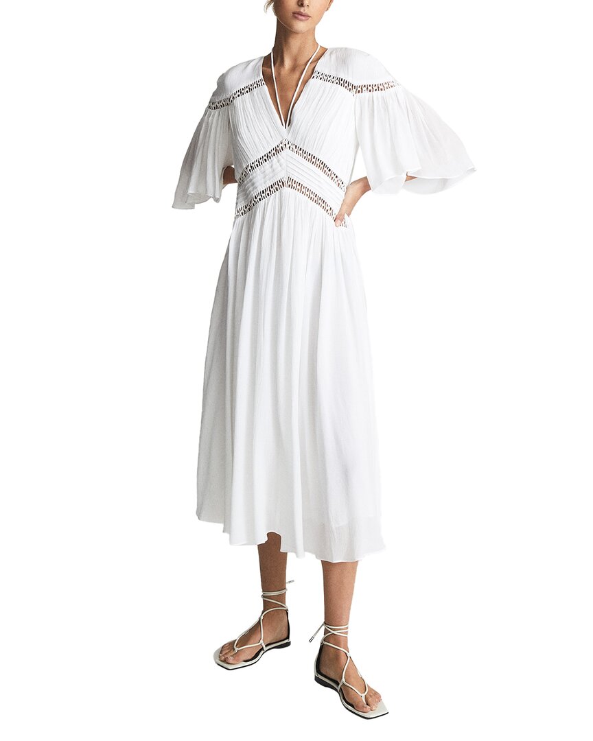 Reiss Delphine Macrame Insert Dress In White
