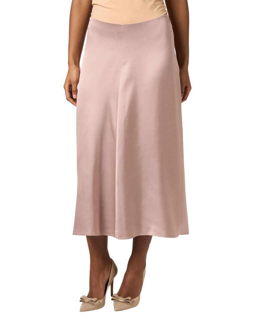 Vince Raw Edge Paneled Slip Skirt In Roselle In Multi