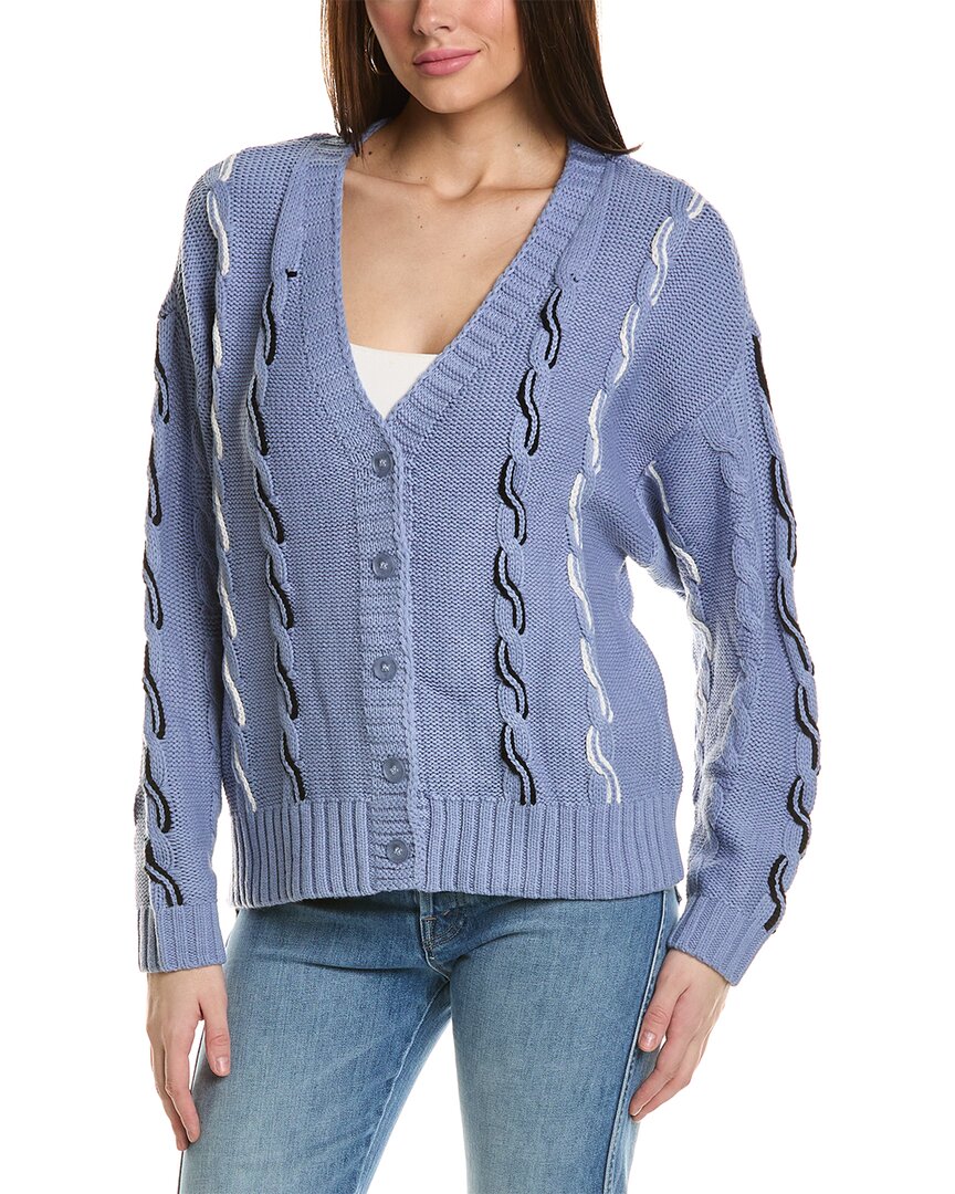 525 America Color Cable Cardigan In Blue