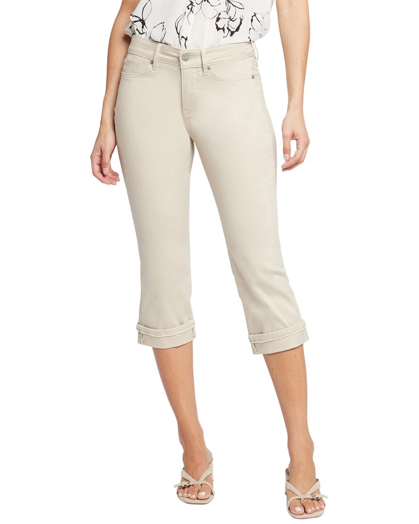 Nydj Marilyn Cuffed Cropped Straight Leg Jeans In Feather In Neutral