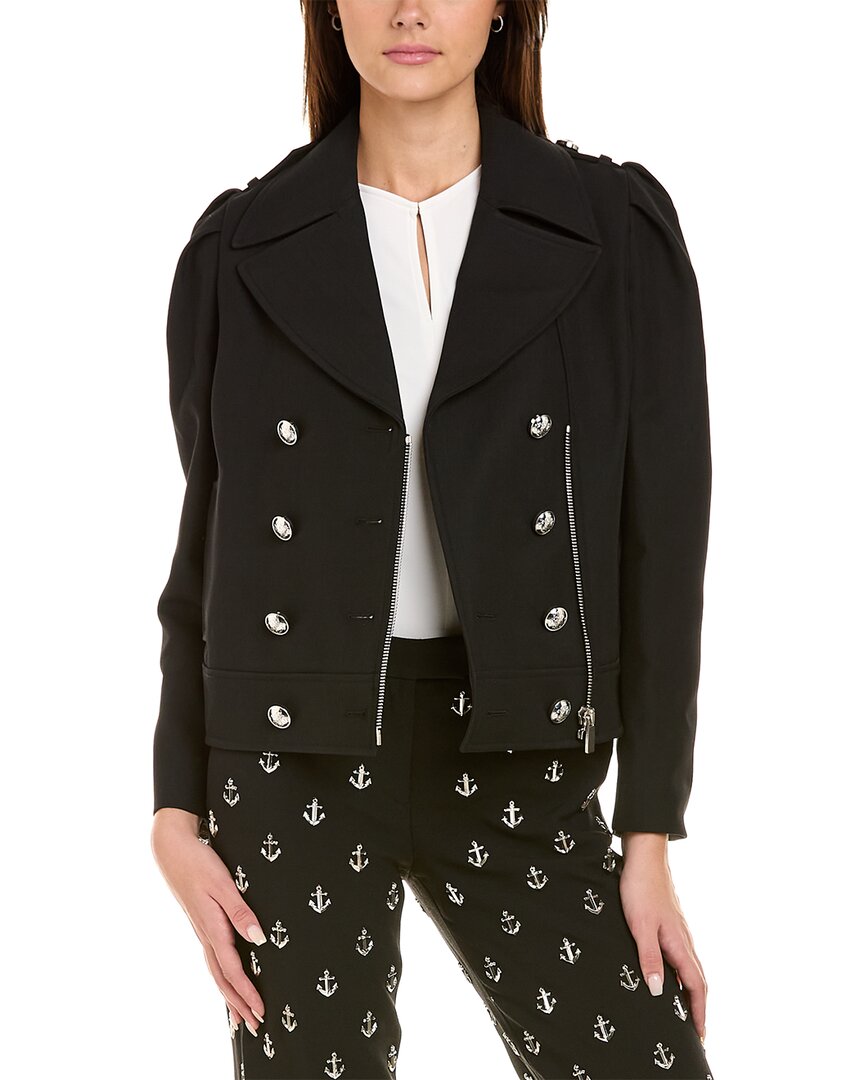 Michael Kors Bonded Wool-blend Peacoat In Black | ModeSens