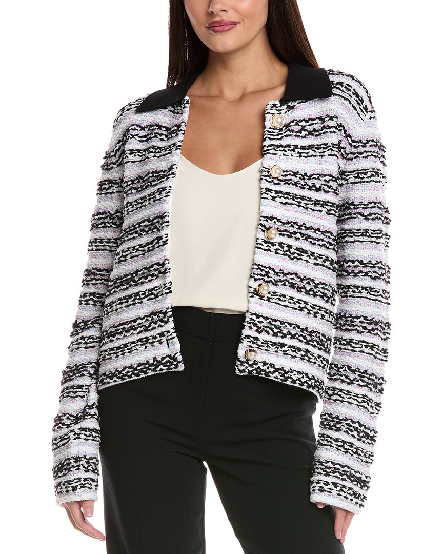 St John St. John Textured Tweed Linen-blend Jacket In Multi
