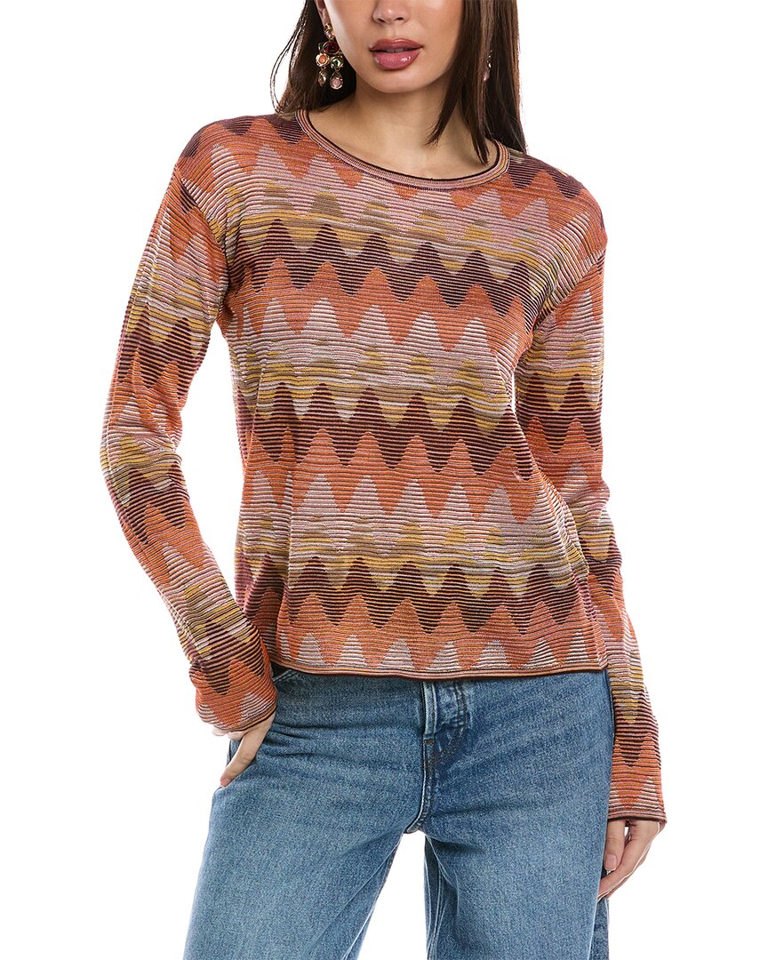 Shop M Missoni Wool-blend Sweater In Orange