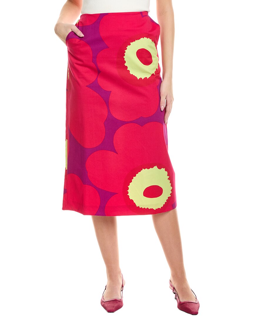 Marimekko Olemus Unikko Midi Skirt In Pink