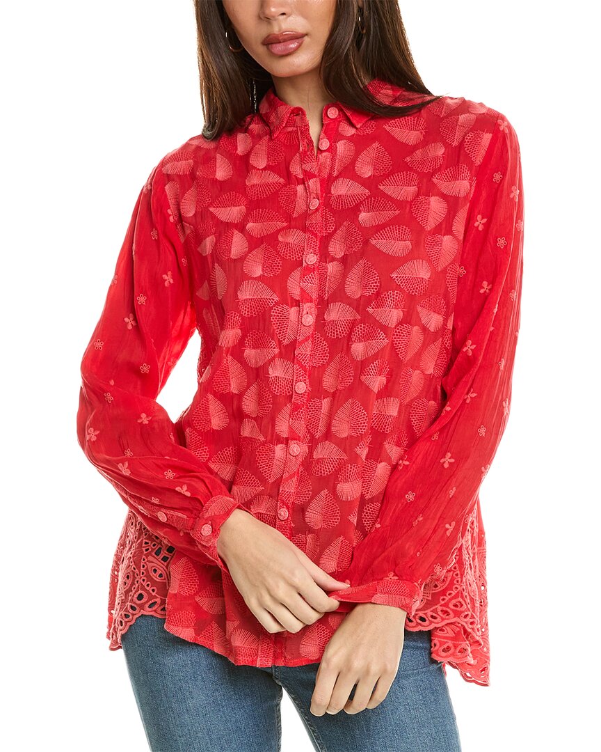 Johnny Was Petite Pine Desi Blouse In Red