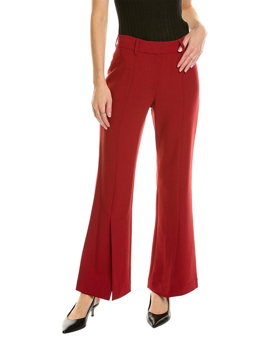 Shop Lafayette 148 New York Roosevelt Wide Leg Wool-blend Pant In Red