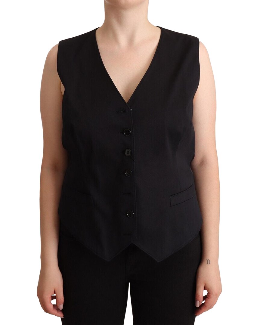 Shop Dolce & Gabbana Black Button Down Sleeveless Vest