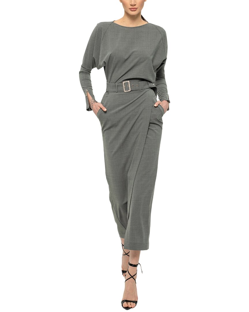 Pre-owned Bgl Wool-blend Midi Dress Women's In Gray