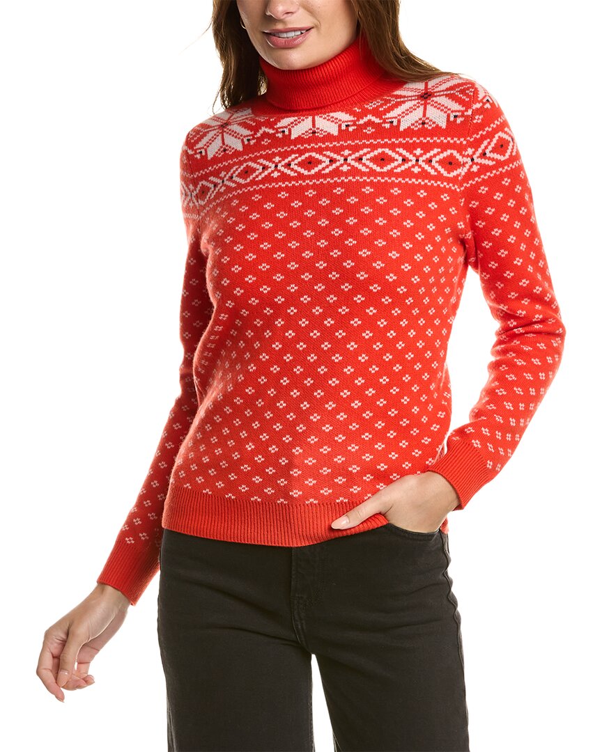 Shop Kier + J Kier+j Turtleneck Fairisle Wool & Cashmere-blend Sweater In Red