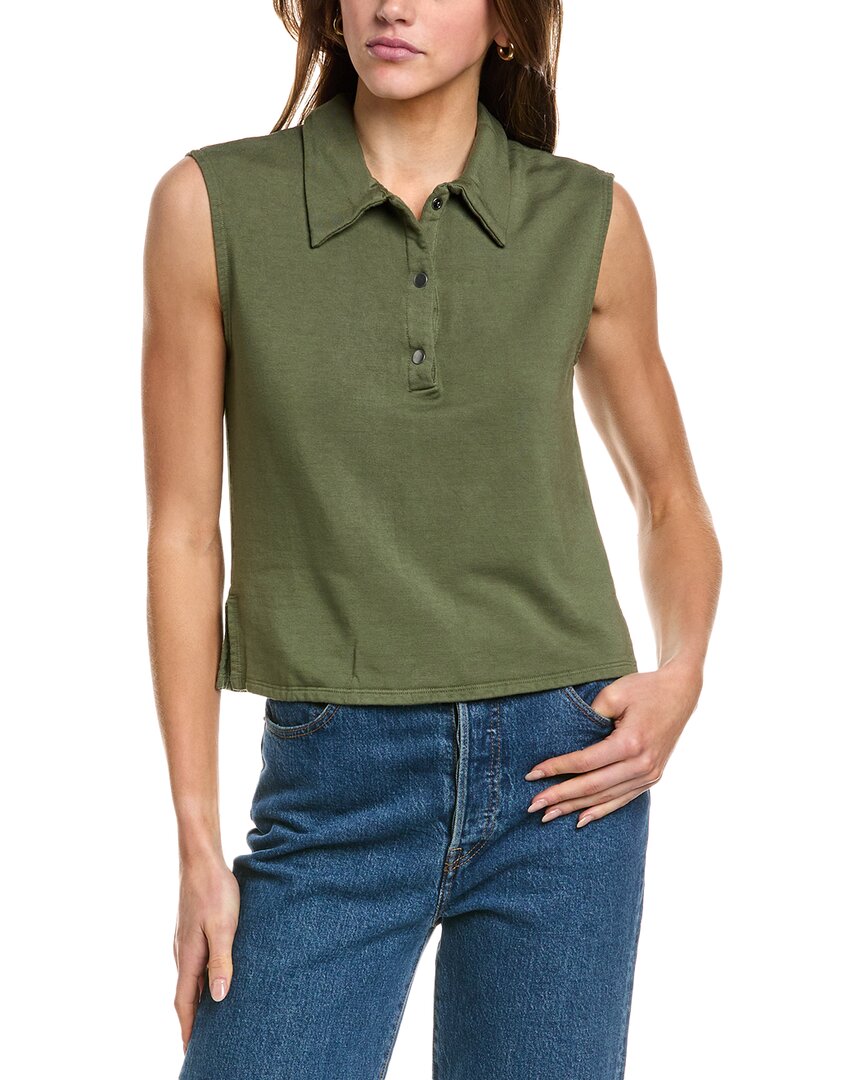 Shop Stateside Softest Fleece Snap Polo Shirt In Green