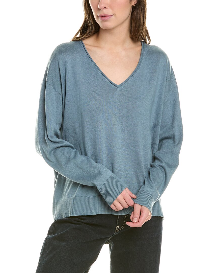 Shop Eileen Fisher Boxy Pullover In Blue
