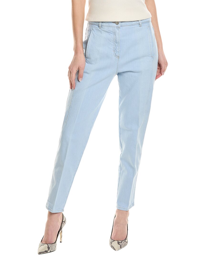 Shop Peserico Light Wash Straight Jean In Blue