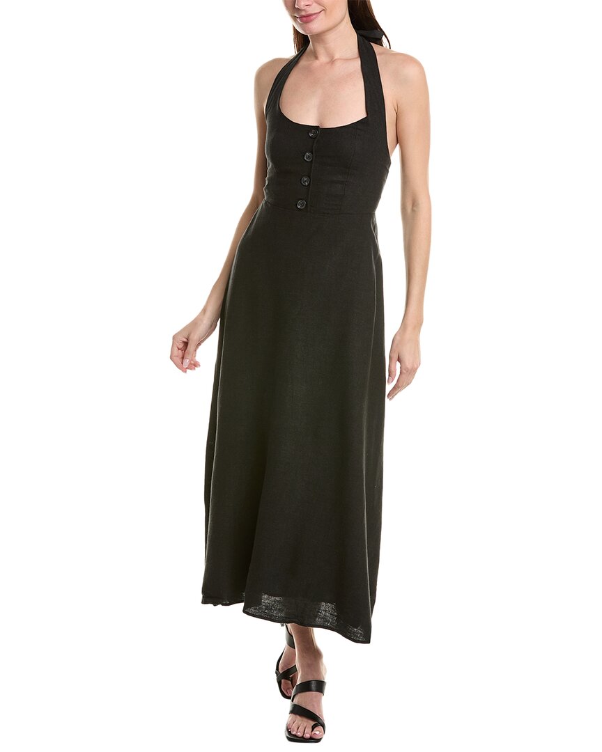 Shop Weworewhat Button Front Linen-blend Maxi Dress