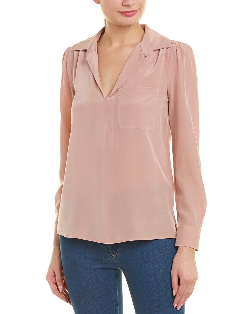 Image of Lavender Brown Shirred Silk Top