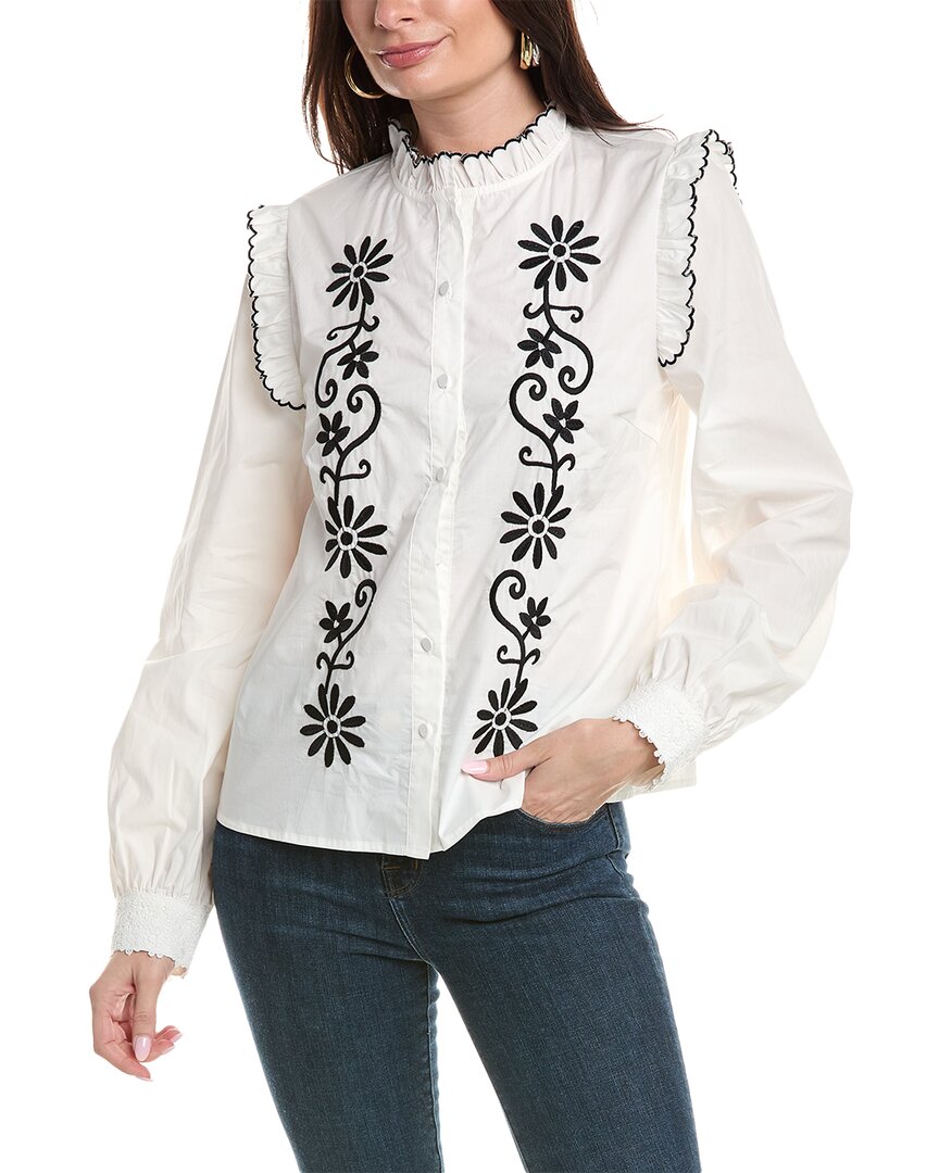 Shop Fate Embroidered Shirt In White