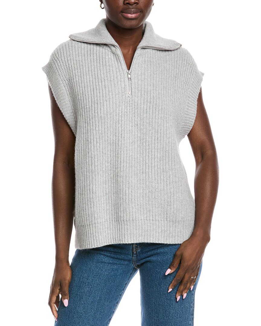 Autumn Cashmere 1/2-zip Convertible Collar Cashmere & Wool-blend Vest In Multi
