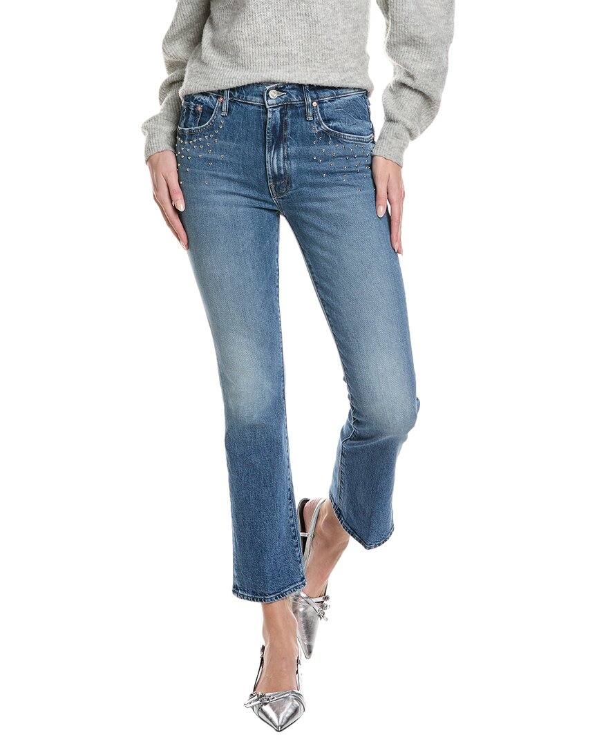 Mother The Mid-rise Rider Flood Fray Monkey In The Middle Straight Leg Jean In Blue