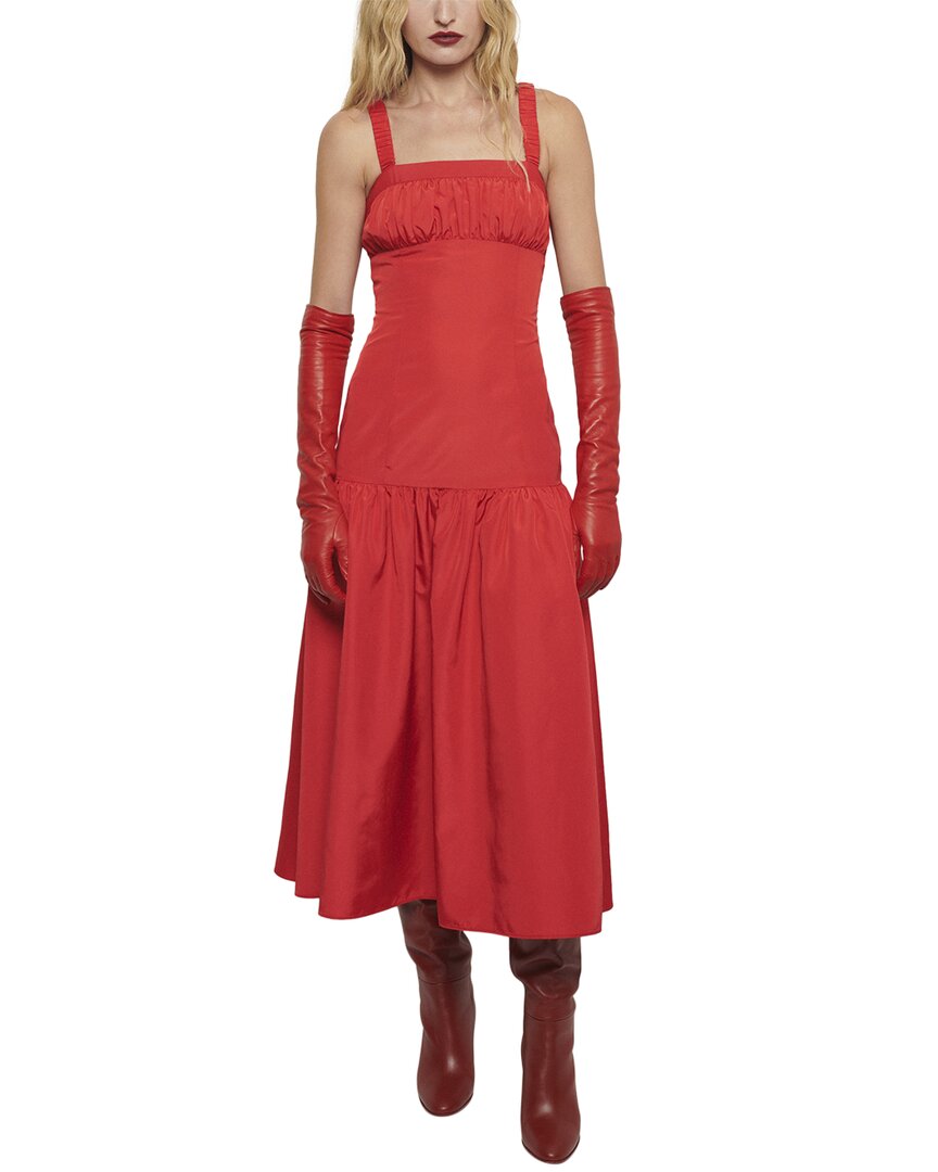 Pre-owned Derek Lam 10 Crosby Selena Gathered Bust Midi Dress Women's In Red