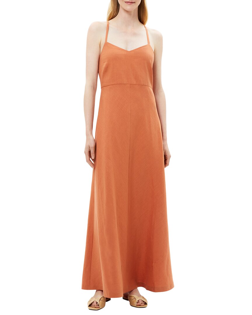Theory Haranna Linen-blend Maxi Dress In Orange