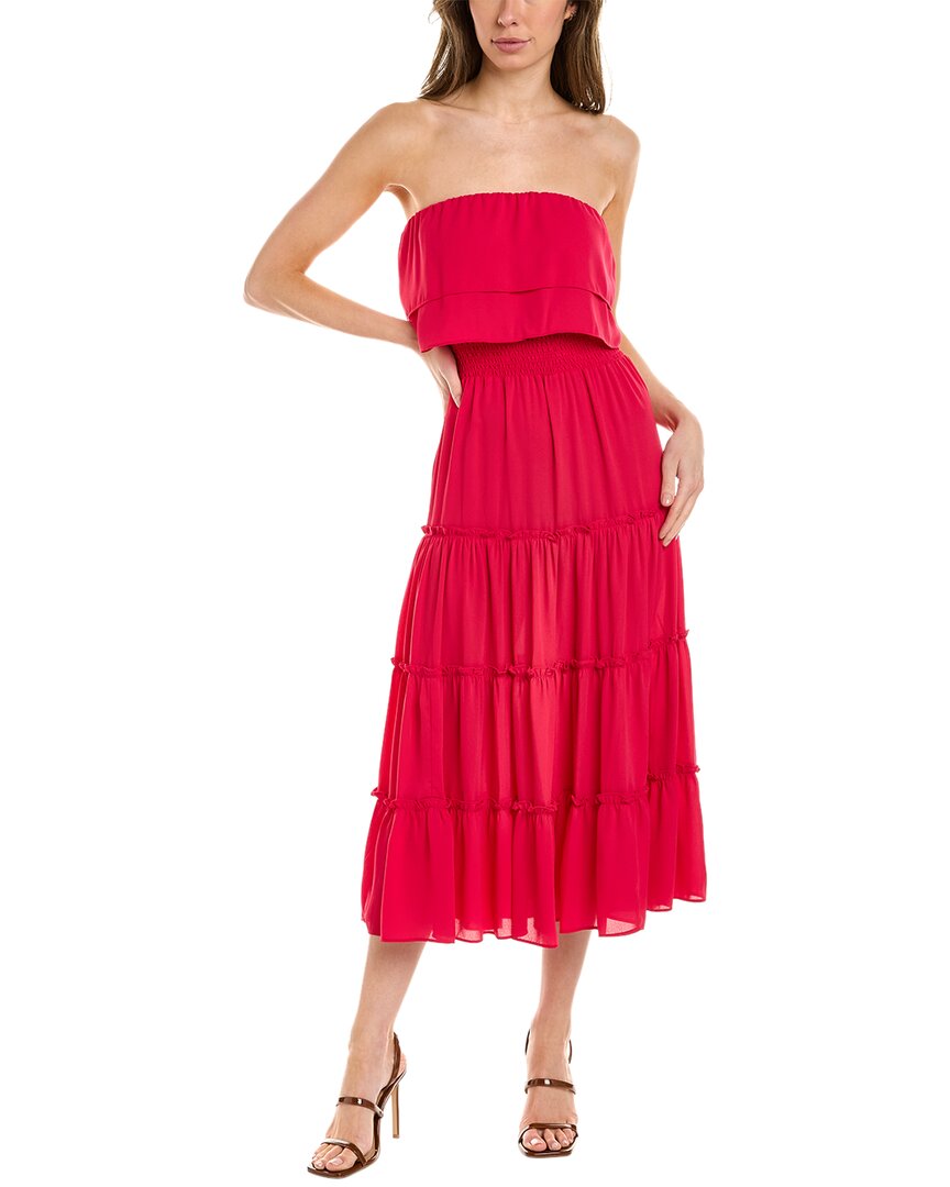 1.state Tiered Strapless Midi Dress In Pink