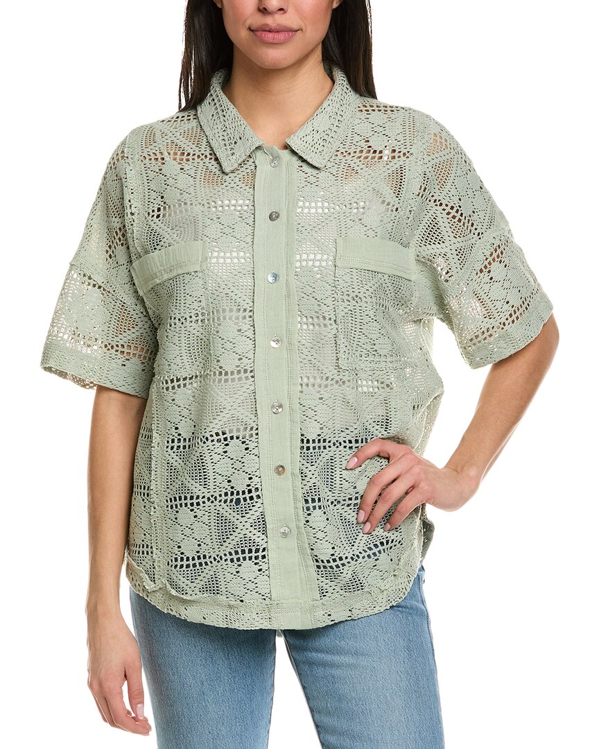 Meiven Crochet Lace Top In Green