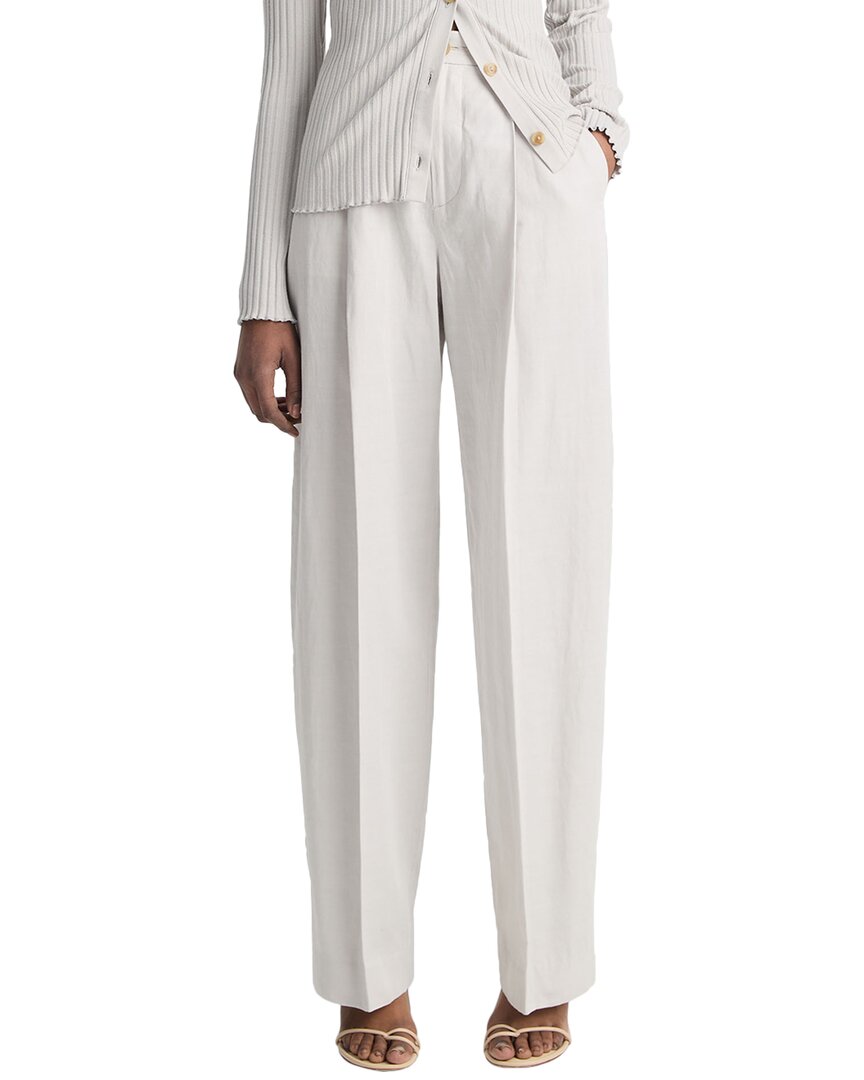 VINCE VINCE HIGH-WAIST CASUAL TAILORED WIDE LEG LINEN-BLEND PANT