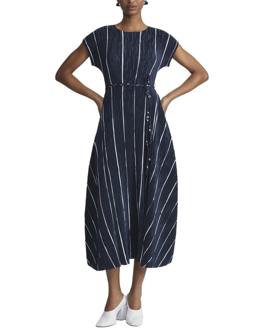 Shop Lafayette 148 New York Belted Plisse Flared Maxi Dress