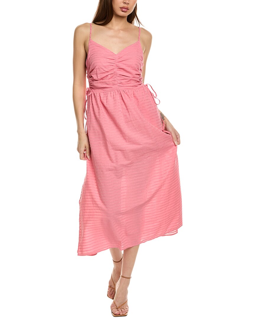 Shop Nation Ltd Peppa Ruched Linen-blend Sundress In Pink