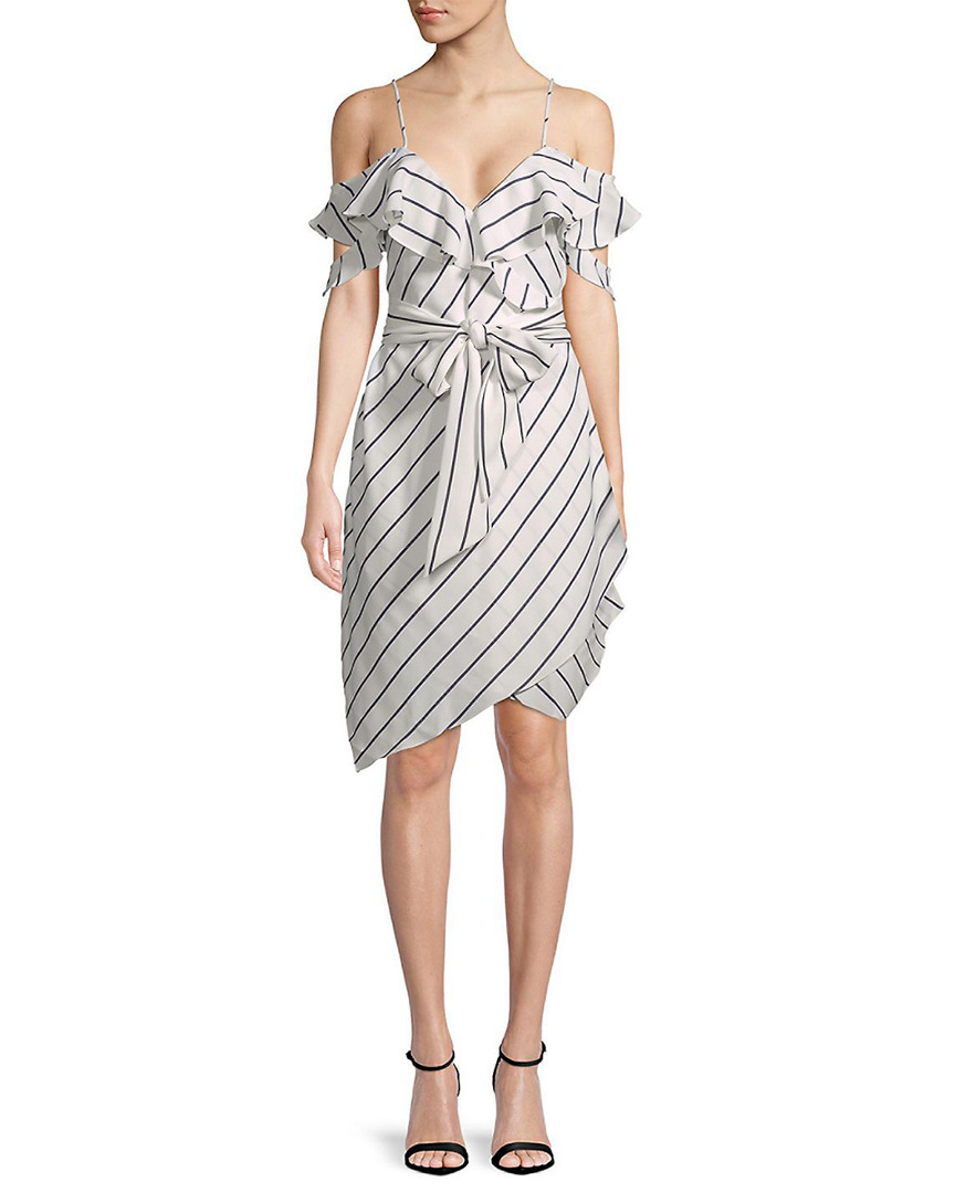 Image of KENDALL + KYLIE Pinstriped Wrap Dress