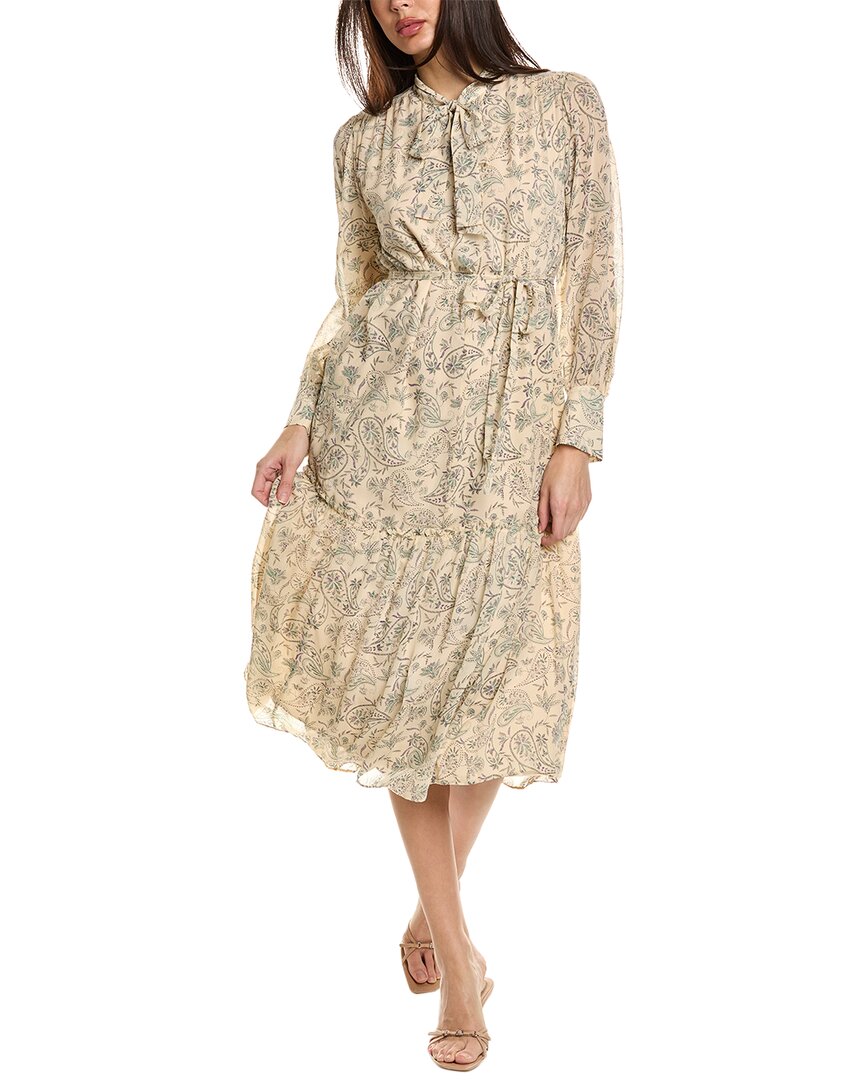 Shop Joie Roussel Silk Midi Dress In Brown