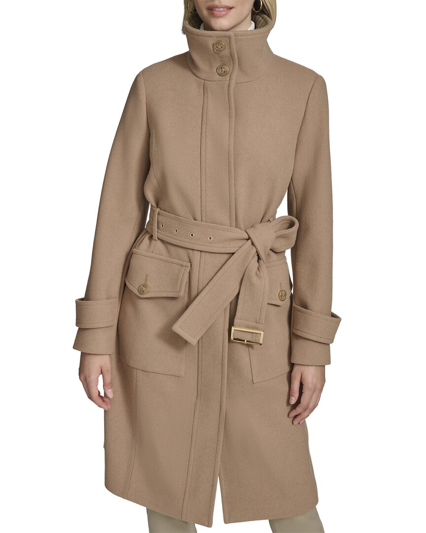 Andrew Marc Almedia Cadet Wool-blend Coat In Animal Print
