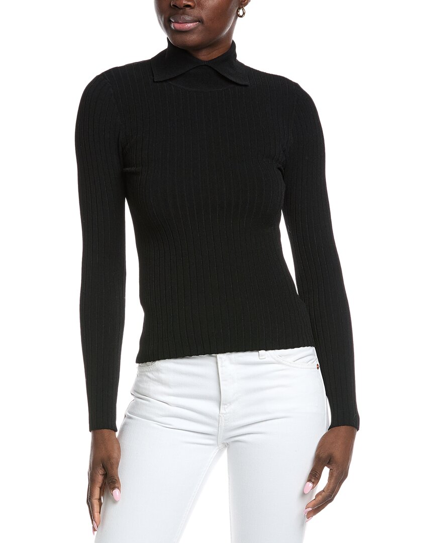 Autumn Cashmere Rib Collar Sweater In Black
