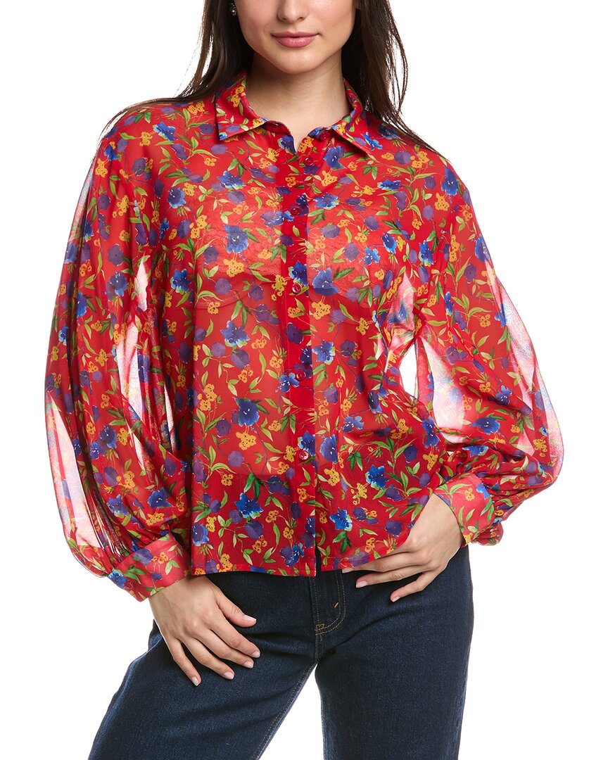 Carolina Herrera Balloon Sleeve Button Down Top