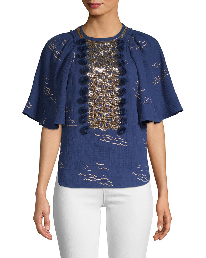 Image of Manoush Sequin Bell-Sleeve Blouse